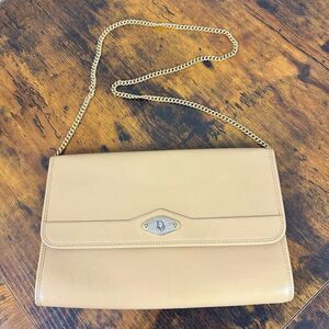 Christian Dior Vintage Leather Chain Shoulder Bag Beige Tan Neutral